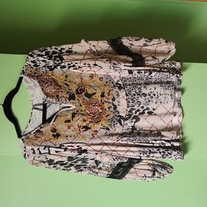 Anthropologie Ruffle Embroidered Top